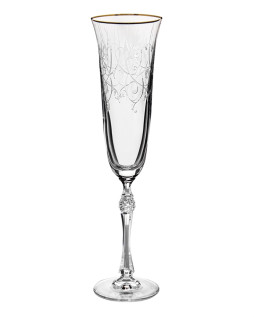 Набор бокалов для шампанского Crystal Bohemia PARUS, Декор Панто, отводка золото, 190 мл (набор 6 шт.)