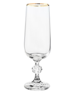 Набор бокалов для шампанского Crystal Bohemia STERNA, Декор отводка золото, 180 мл (набор 6 шт.)